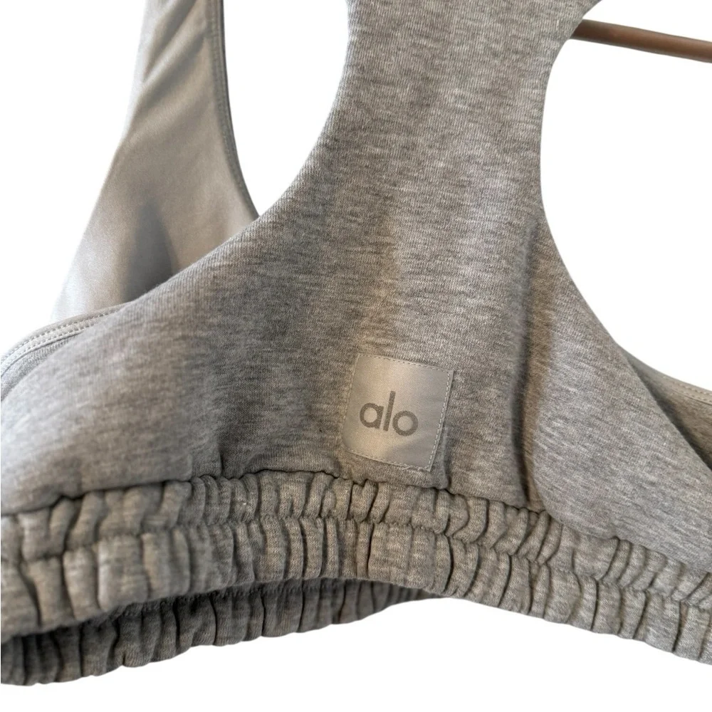 ALO Yoga Scoop Neck Gray Sweatshirt Sports Bra Tank Top